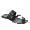 Sandals Zeus 1092 black leather crocodile print finish