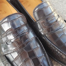 Mocassin Berwick 4456 cuir façon crocodile noir