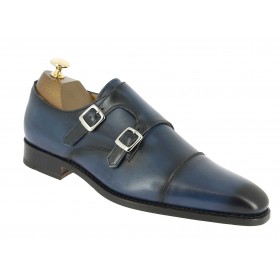 Monk strap shoe Center 51 8669 Bill navy blue leather