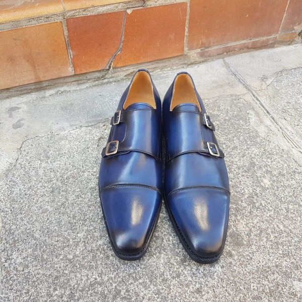 Monk strap shoe Center 51 8669 Bill navy blue leather