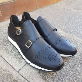 Double Monk strap Sneakers Center 51 12998 black leather