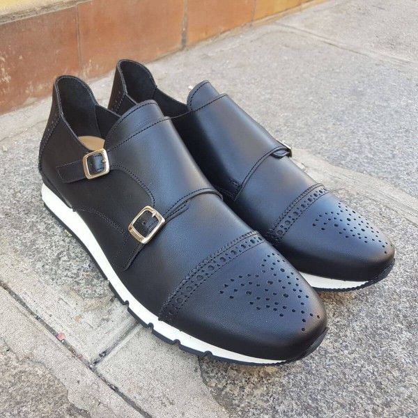 Double Monk strap Sneakers Center 51 12998 black leather