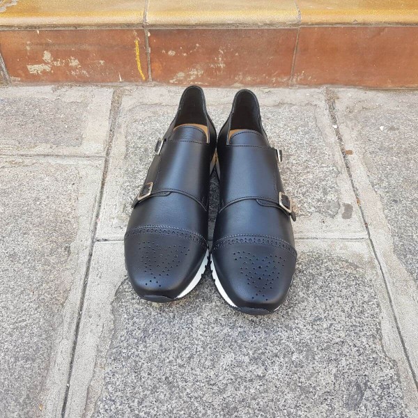 Sneakers à double boucles Center 51 12998 cuir noir