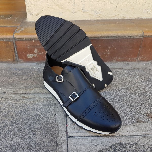 Sneakers à double boucles Center 51 12998 cuir noir