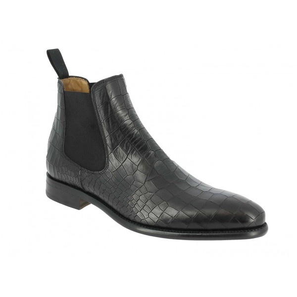 Boot Berwick 946 black leather crocodile print finish
