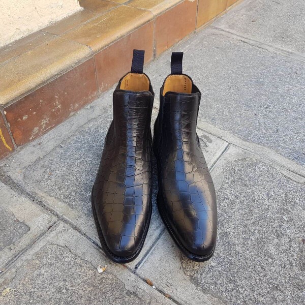 Bottine Berwick 946 cuir façon crocodile noir