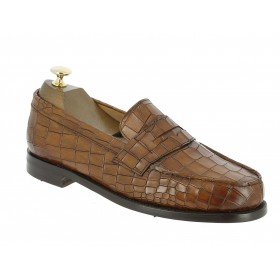Mocassin Berwick 4456 cuir façon crocodile marron