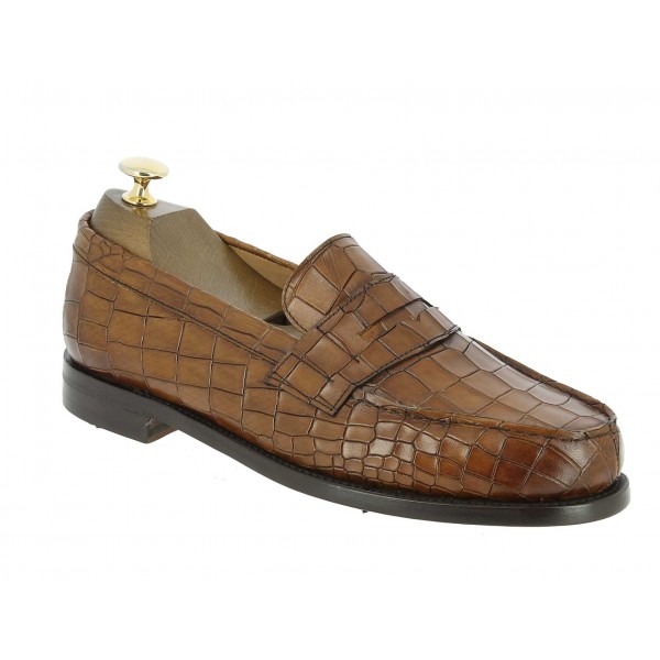 Mocassin Berwick 4456 cuir façon crocodile marron