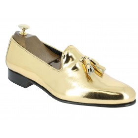 Moccasin with Pompons slippers sleepers Center 51 Prince golden leather