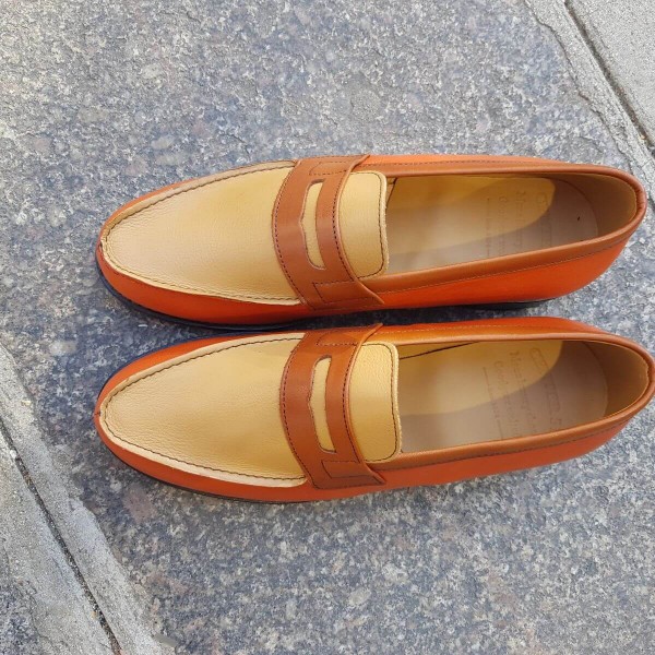 Mocassin Femme Center 51 0622 Wendy cuir multicolore orange marron taupe