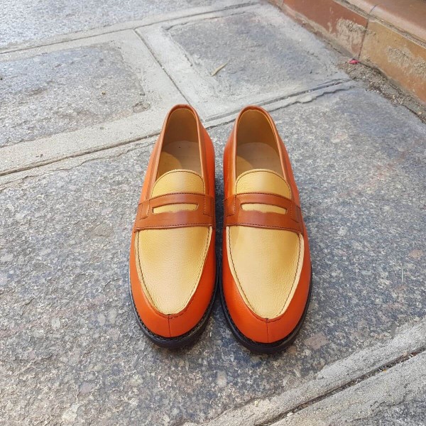 Mocassin Femme Center 51 0622 Wendy cuir multicolore orange marron taupe