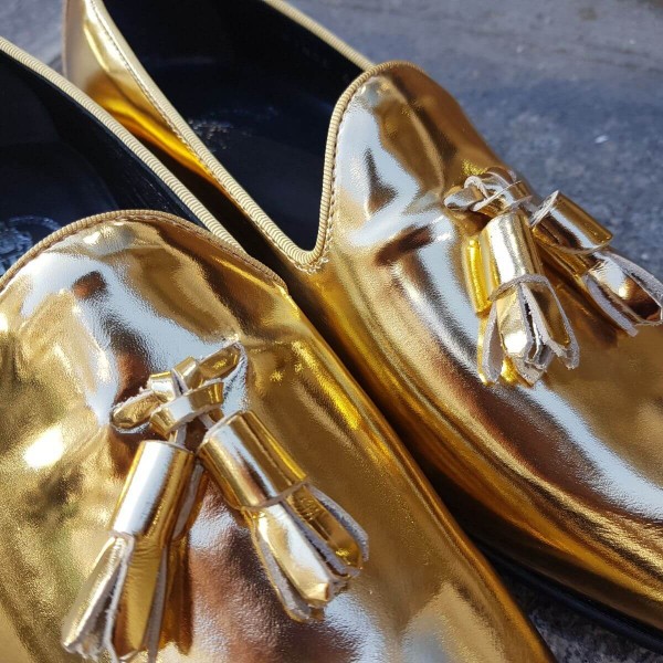 Moccasin with Pompons slippers sleepers Center 51 Prince golden leather