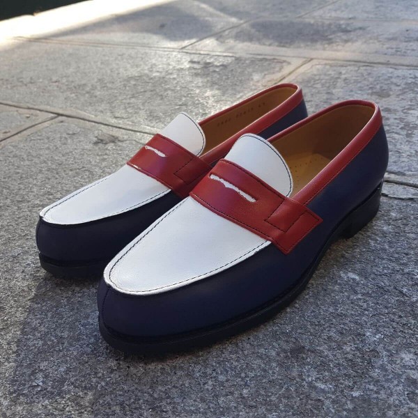 Mocassin Center 51 2906 Dan cuir multicolore bleu blanc rouge