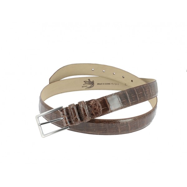 Mezlan genuine brown crocodile leather belt