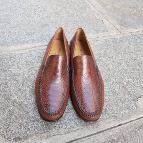 Moccasin Mezlan 7207 genuine brown ostrich leg
