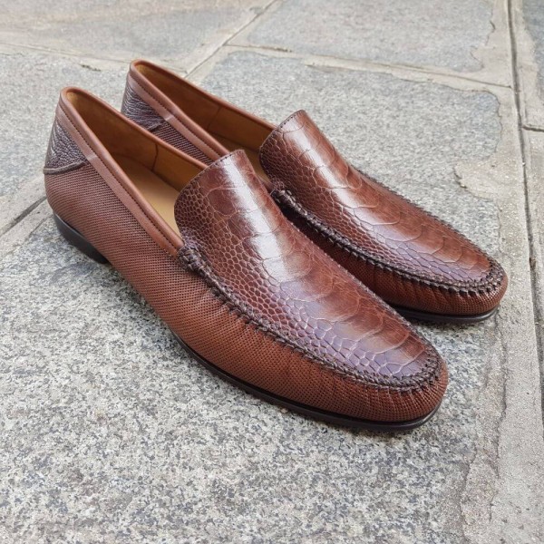 Mocassin Mezlan 7207 véritable patte d'autruche marron