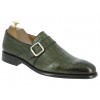 Chaussure à boucle Berwick 3520 cuir façon crocodile vert