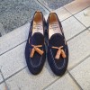 Moccasin with Pompons Center 51 3136 Will blue navy suede with brown leather tassels