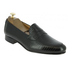 Mocassin Center 51 classico 6369 cuir façon lézard noir
