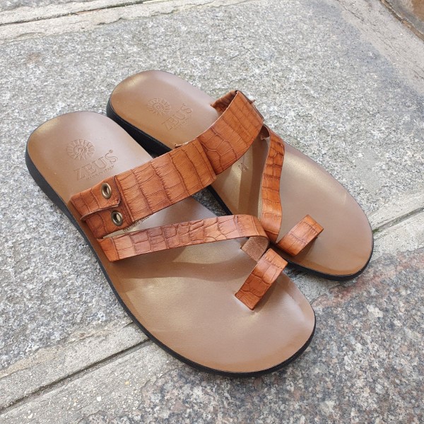 Sandale  Zeus 1092 cuir façon crocodile marron