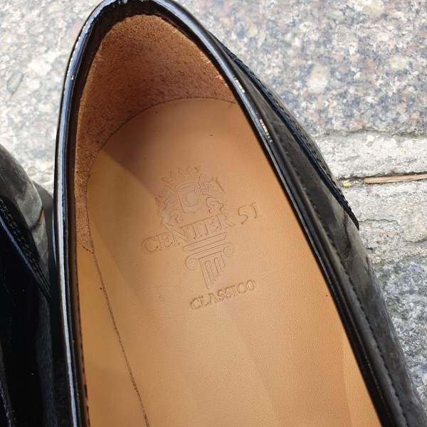 Moccasin shoe Center 51 Classico horse black varnished leather