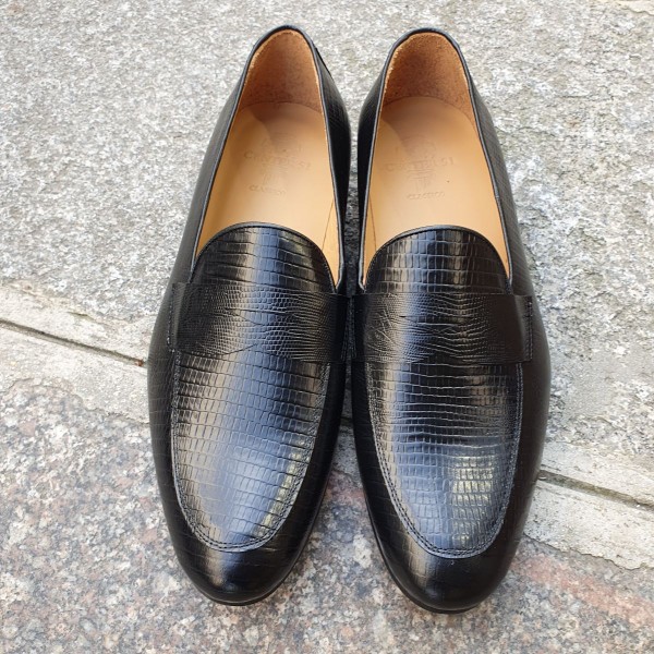 Mocassin Center 51 classico 6369 cuir façon lézard noir