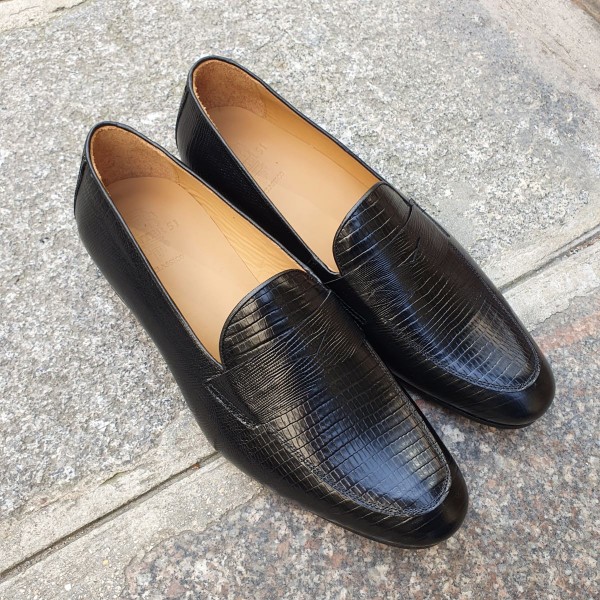 Mocassin Center 51 classico 6369 cuir façon lézard noir