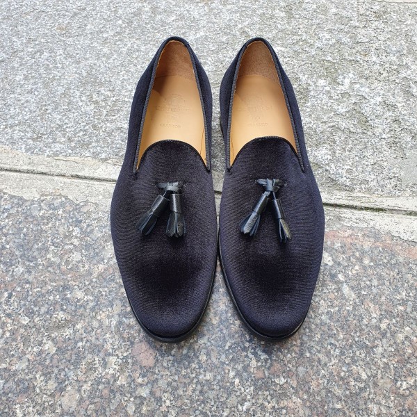 Moccasin shoe with pompons Center 51 Classico Safety black velvet