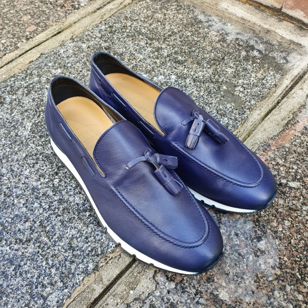 Sneakers mocassin à pompons Center 51 13504 cuir marine