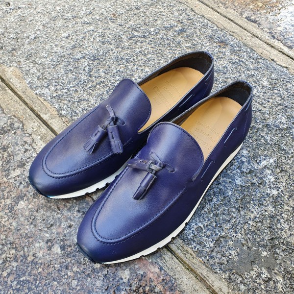 Sneakers mocassin à pompons Center 51 13504 cuir marine