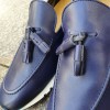 Moccasin with Pompons Sneakers Center 51 13504 navy blue leather