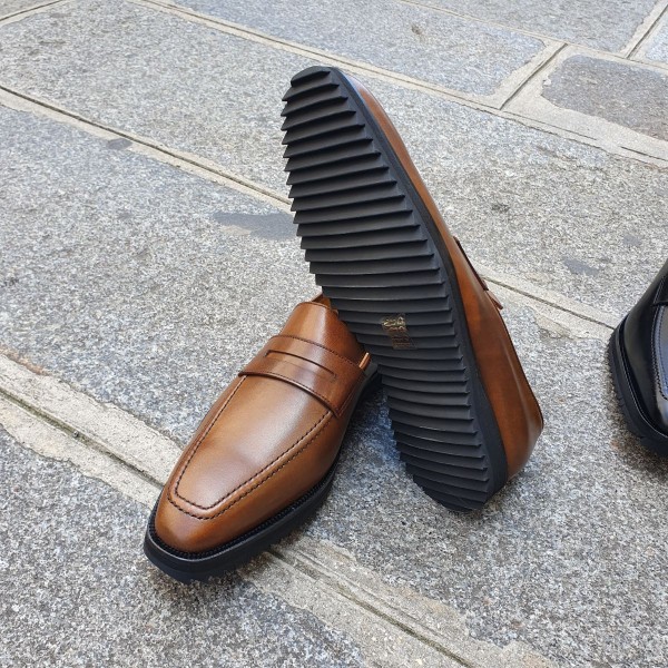 Mocassin Center 51 13537 cuir marron