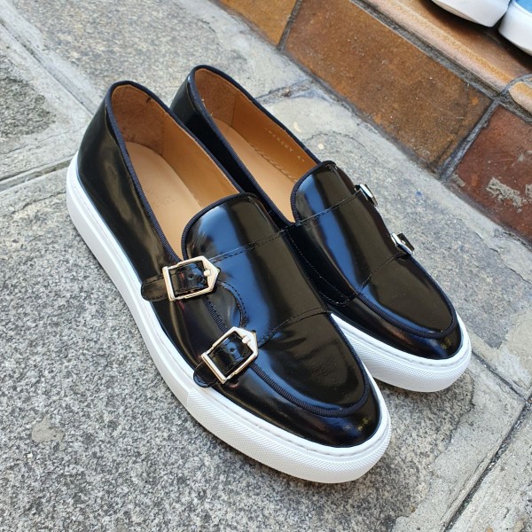 Moccasin double monk strap Sneakers Center 51 SmartKV black leather