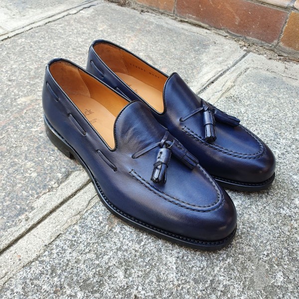 Mocassin à pompons Berwick 8491 cuir marine