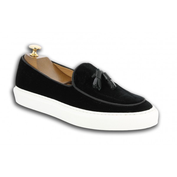 Sneakers mocassin à pompons Center 51 Coolest velours noir