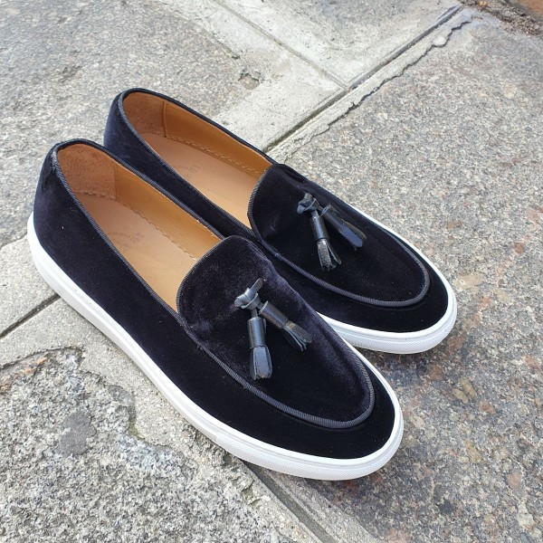 Sneakers mocassin à pompons Center 51 Coolest velours noir