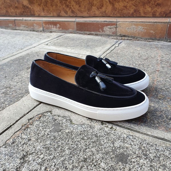 Sneakers mocassin à pompons Center 51 Coolest velours noir