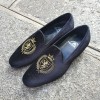 Moccasin embroidered slippers sleepers Center 51 crown black velvelt