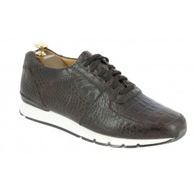 Sneakers richelieu Center 51 13517 façon croco marron