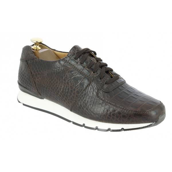 Sneakers richelieu Center 51 13517 façon croco marron