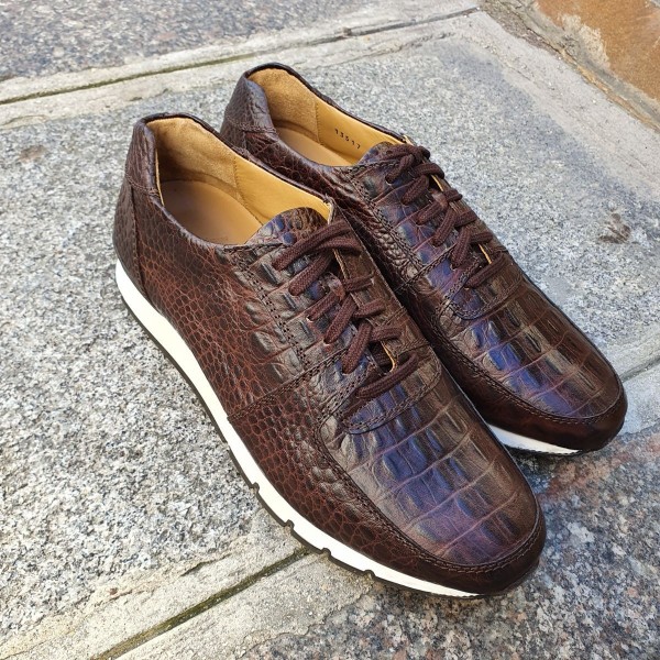Sneakers richelieu Center 51 13517 façon croco marron