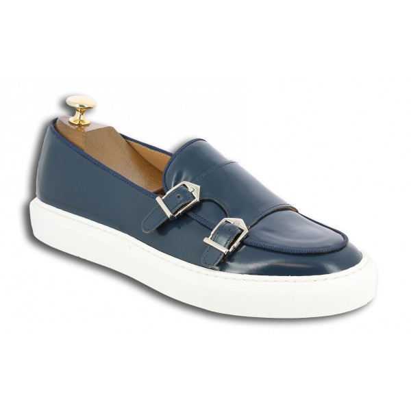 Moccasin double monk strap Sneakers Center 51 SmartKV navy blue leather