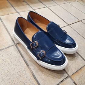 Sneakers mocassin double boucle Center 51 SmartKV cuir marine