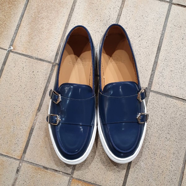 Moccasin double monk strap Sneakers Center 51 SmartKV navy blue leather