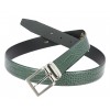 Leather Belt green crocodile print finish