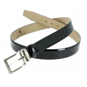 Ceinture en cuir vernis noir