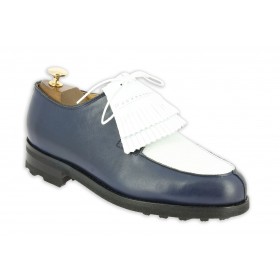 Derbie Center 51 8172 Bob cuir bicolore marine et blanc avec frange