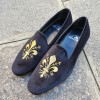 Moccasin embroidered slippers sleepers Center 51 Lys black velvelt