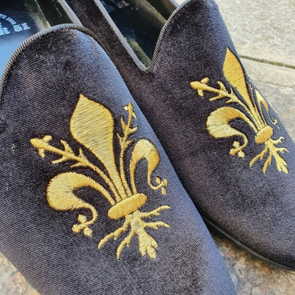 Moccasin embroidered slippers sleepers Center 51 Lys black velvelt