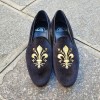 Moccasin embroidered slippers sleepers Center 51 Lys black velvelt